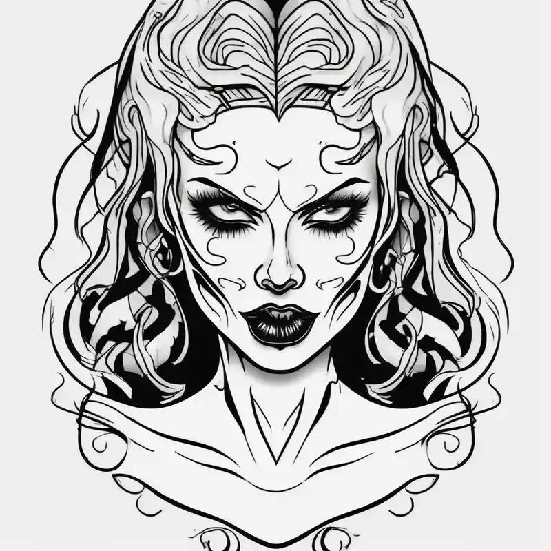 Scary women arm tattoo glitter tattoo